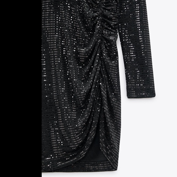 ⭐️ NWT ZARA Sparkly Draped Black Dress ⭐️ - Picture 9 of 12
